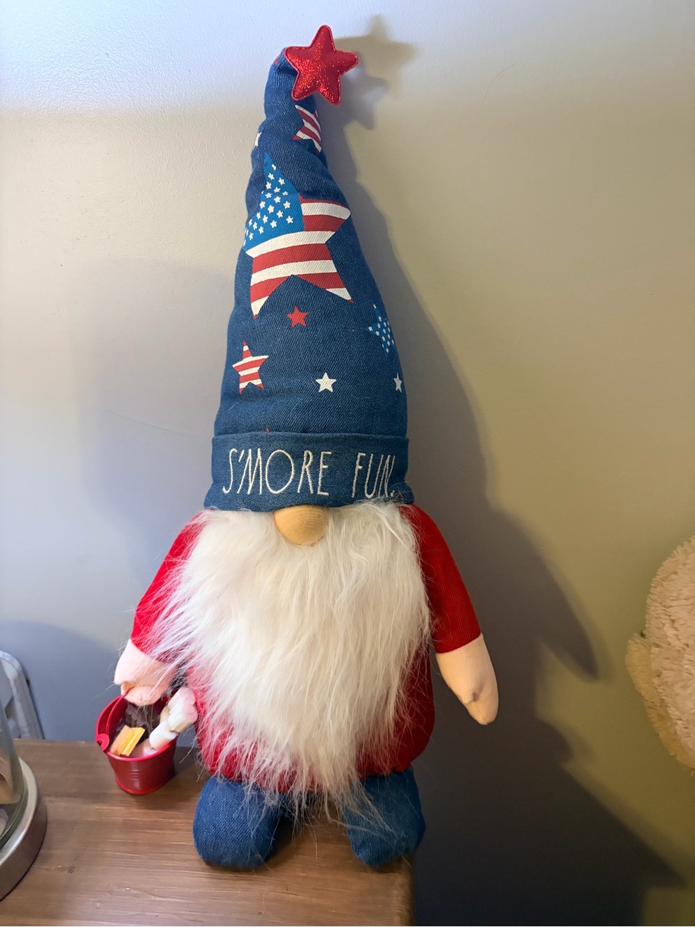 Rae Dunn Patriotic Red & Blue Holiday Gnome - S'More Fun